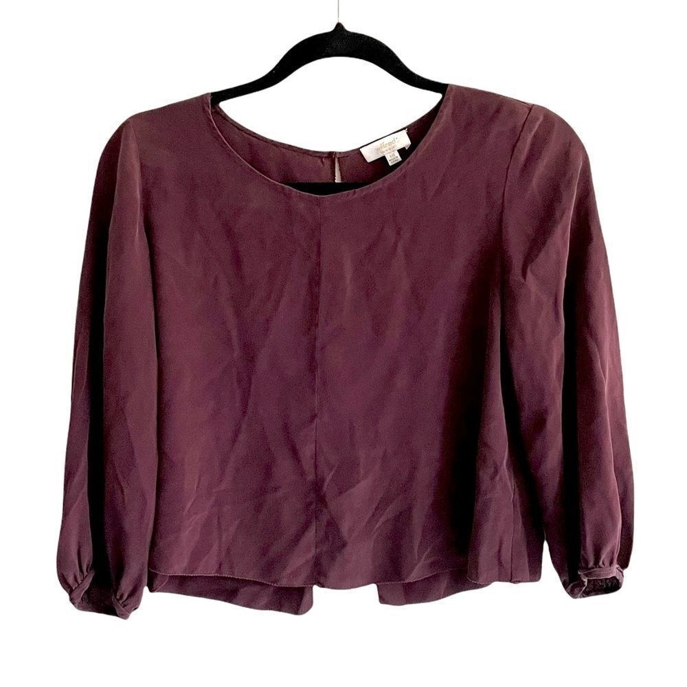 ARITZIA Silk Open Back Cropped Blouse Burgundy XXS